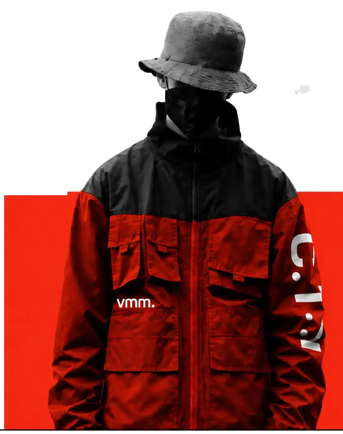 Vence Michael Montero in a black and red jacket